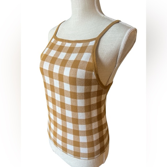Madewell Mustard and White Checkered Tank Top. Sz/M - Picture 6 of 10